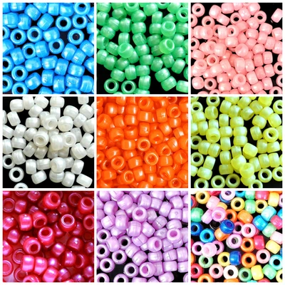 9x6 mm Acrylic Pearl Pony Beads in various colours for DIY Jewellery Making - Image 1 of 4