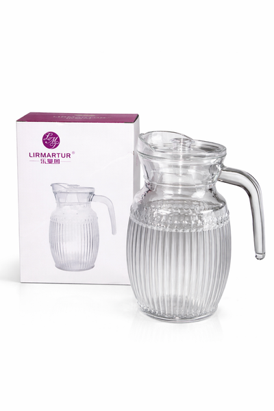 Glaskaraffe 2L Mit Deckel Wasserkaraffe Saftkrug Glaskrug Karaffe 2 Liter-image