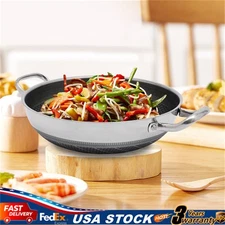 Frying Pan w/ Glass Lid Non Stick Saute Fry Pan Stainless Steel Kitchen Cookware