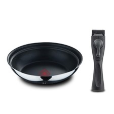 BERGNER, Set 3 padelle, 24, 26 cm, con manico staccabile, Acciaio inox, Rivestim