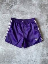 Vtg 90s ADIDAS Originals Shiny Purple Sprinter Shorts Trefoil Logo Retro