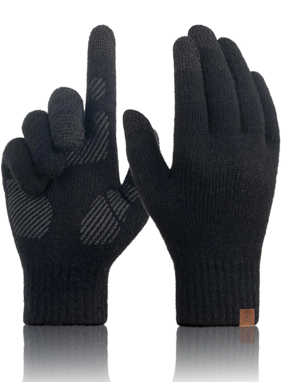 TRENDOUX Merino Wool Gloves for Women Men: Womens Cold Weather Medium, Black