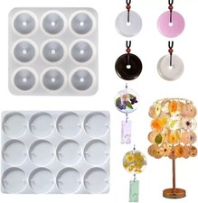 2PCS Round Silicone Mold with Hole,Flat Resin Casting white