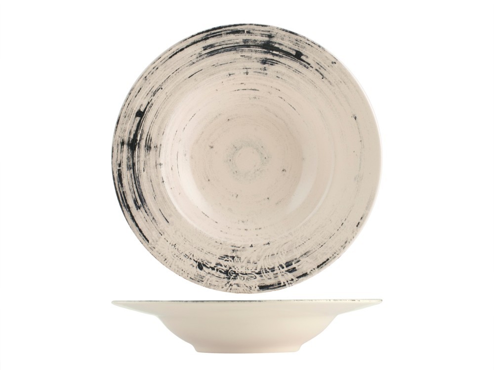 H&H Pack Of 12 Silk Pasta Plates In Stoneware 28 Cm