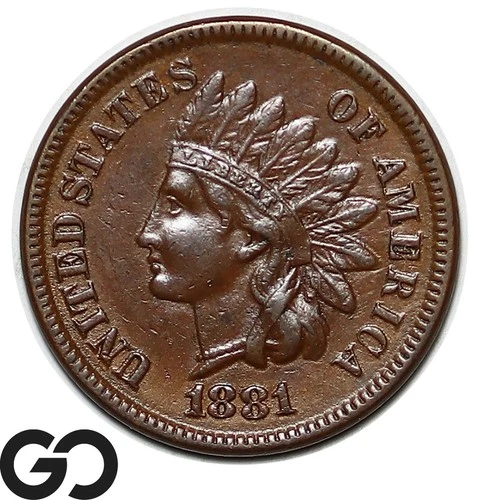 1881 Indian Head Cent Penny, Choice AU++