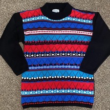 VINTAGE Brunny KNIT GRANDPA LONG SLEEVE PULLOVER 3D TEXTURED MENS SWEATER LARGE