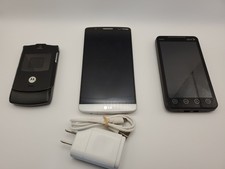 Lot Of 3 Cellular Phones Motorola Razr V3, LG VS985, HTC Evo 4G PARTS OR REPAIR