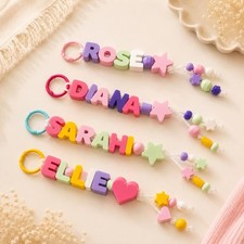 Custom Name Bag Charm Personalized Letter Bead Keychain Backpack Charm Cut