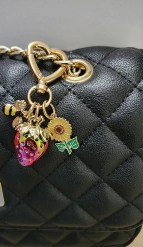 Strawberry Bee Sunflower Bag Charm Heart Key Fob Clasp Keychain Jelly Fruit NEW!
