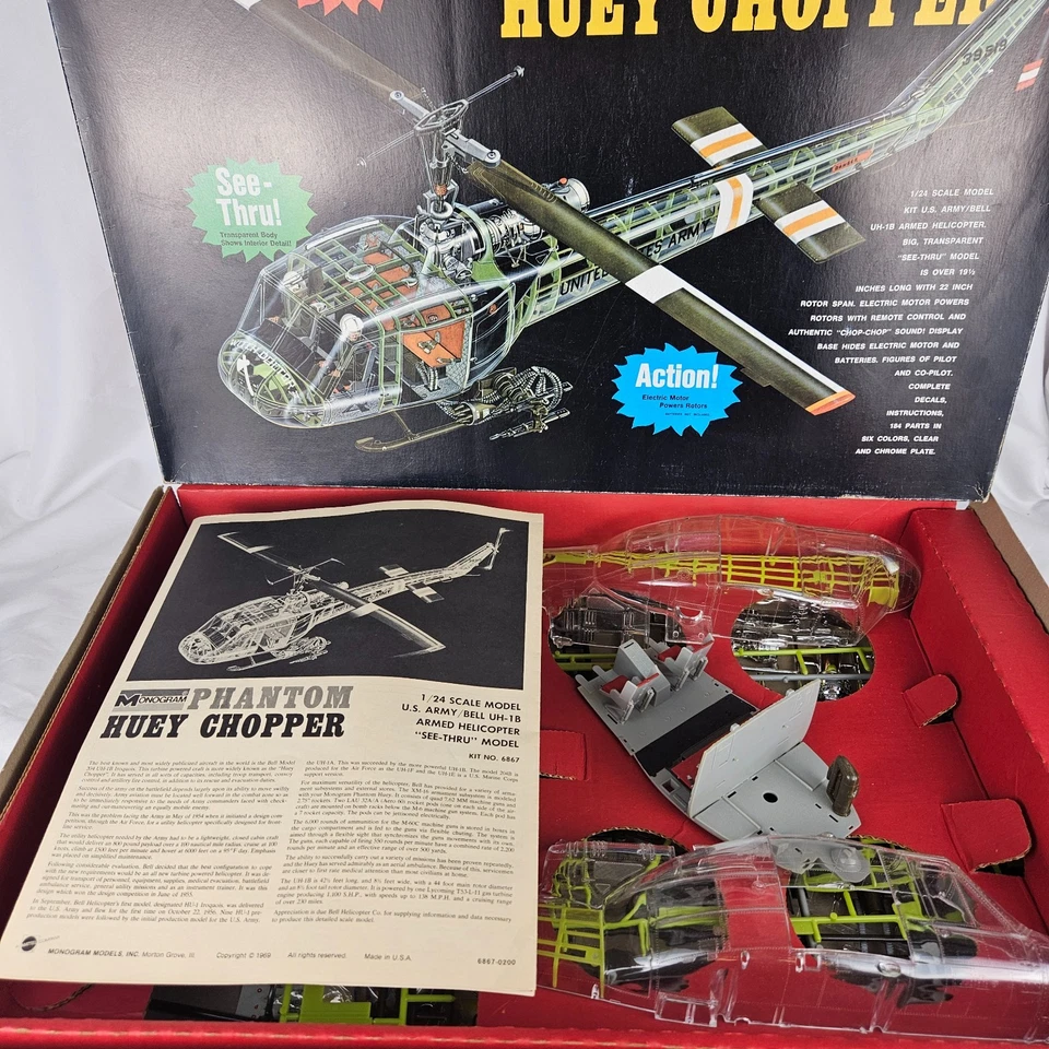 Monogram Phantom Huey Chopper US Army/Bell 1/24 Scale Plastic Model Kit - Image 2 of 4