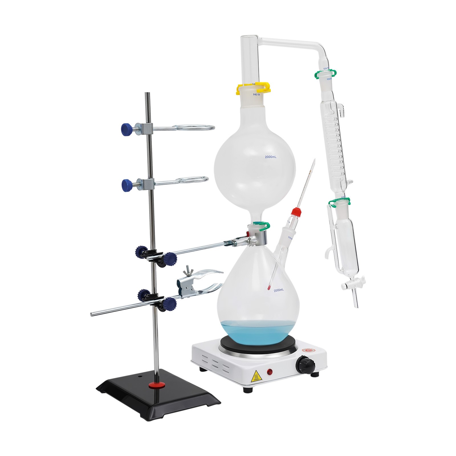 2000ml Glass Distillation Kit with 1000W Heating Plate Essential Oil Lab US Plug thumbnail 7