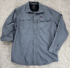 Wrangler ATG Shirt Mens XL Gray Roll Tab Sleeve Vented Lightweight All-Terrain