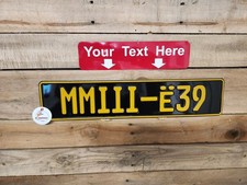 All Black Yellow Text European License Plate Embossed - Any Text Tag Custom