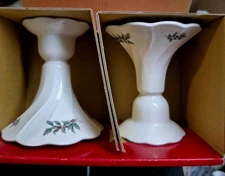 Christmastime NIKKO Holiday Candle Holder Set of 2 Made in Japan 4” Boxed
