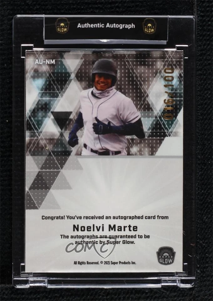 2021 Super Glow Sports Inaugural Edition Orange /100 Noelvi Marte #AU-NM Auto - Image 2 of 2