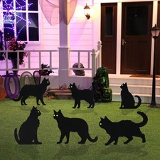 Best PCS Black Cat Halloween Lawn Signs with Stakes GlowinTheDark Eyes Spooky