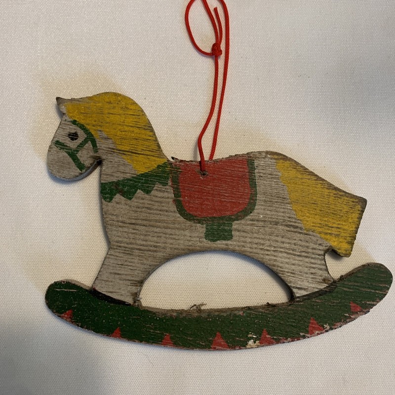 Antique/ vintage Wooden Rocking Horse Christmas Ornament 