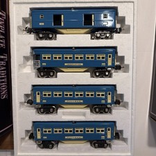 MIB MTH Tinplate Traditions 10-1064 O Blue Comet Passenger 4 Car Set O Gauge