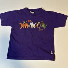 Vintage Rainforest Cafe Embroidered Safari Animals Purple Tee Size Youth XS 4