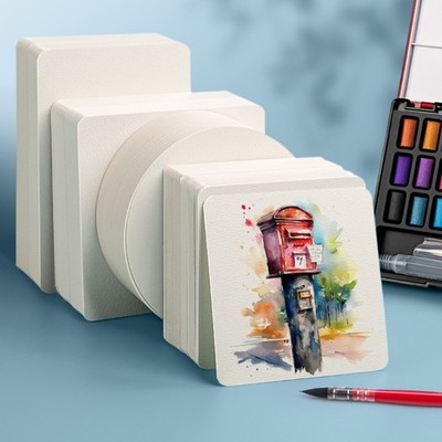 100Pcs Watercolor Drawing Paper 300GSM Fine Texture Cotton Pulp Painting Paper