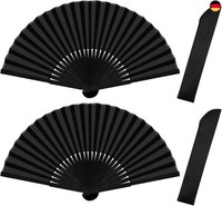 Quelcc 2 StüCk HandfäCher, Schwarz Faltbare FäCher, Rave FäCher, Chinesische FäC
