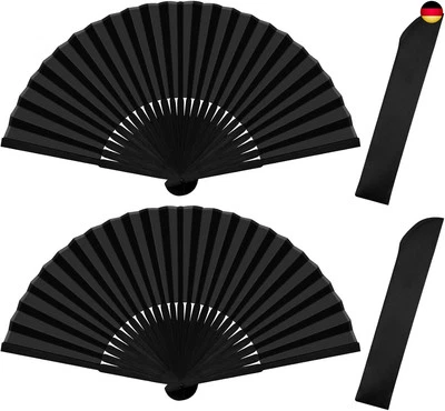 MARKE QUELCC Quelcc 2 Stück Handfächer, Schwarz Faltbare Fächer, Rave Fächer, Chinesische Fäc