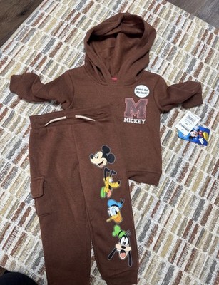 Disney Mickey Mouse Clubhouse Brown Hoodie & Pants Set 18M Unisex Baby