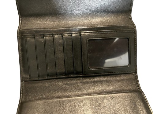 COACH Black Leather Wallet Fold Over Trifold Snap Zipper Coin Check Book EUC - Picture 4 of 4