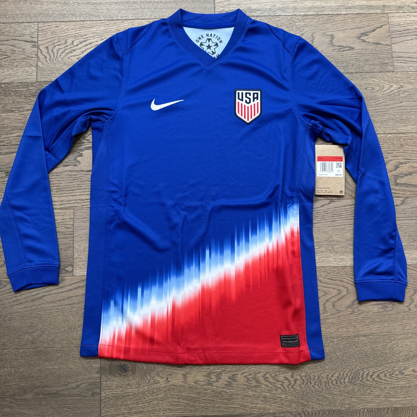Youth Nike USMNT Stadium Away Soccer Long-Sleeve Dri-Fit Jersey Large NWT