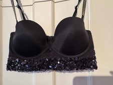 Victoria Secret Pink Black Sequin Bra New Without Tags 34B