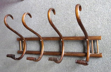 Appendiabiti da parete vintage/antico stile Thonet in legno curvato 24W x 12H