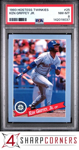 1993 HOSTESS TWINKIES #25 KEN GRIFFEY JR. MARINERS HOF PSA 8
