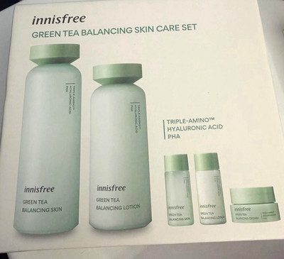 innisfree Green Tea Balancing Set Toner Lotion Cream Triple-Amino HA-5 piece set
