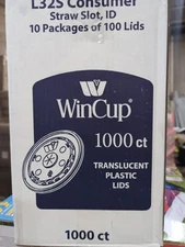 1000 WinCup L32S Translucent Plastic Straw Slot Lids 32 oz 44 oz Foam Cup Wareho