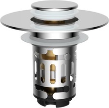 Hibbent Upgraded 3 in 1 Bathroom Sink Drain Strainer, Universal Pop Up Chrome