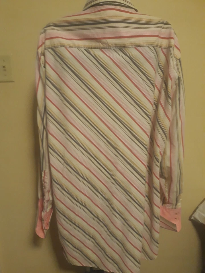 Raw Blue Nu Realms Men's Multi Colored Striped Button Dress Shirt Size 2XL B12 - Image 4 of 4