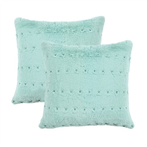 Throw Pillow Covers Stitching Jacquard Faux Fur Sofa Couch Cushion Case Set of 2 - Picture 15 of 29