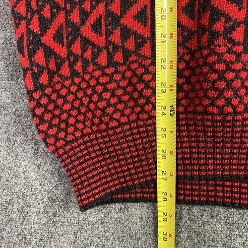 Vintage Savile Row Shetland Wool Sweater Mens XL Red Geometric Knit England 90s - Picture 9 of 11