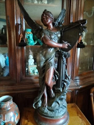 magnifique et énorme statue en régule 91 cm des frères moreau / décoration vitri - Photo 1/4