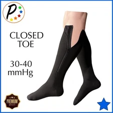 🔵 Presadee Closed Toe 30-40 mmHg X-Firm Compression YKK Zipper Calf Leg Socks