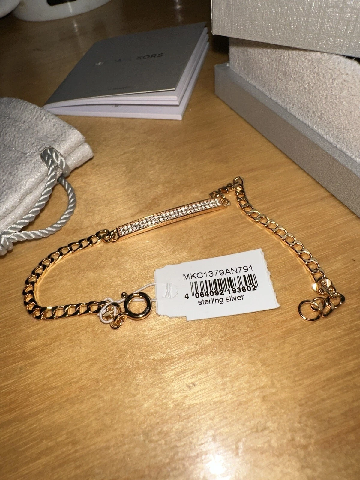 Bracciale Michael Kors argento sterling placcato oro 14k nuovo in confezione originale