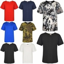 Kids Basic T Shirt V Crew Neck Casual Everyday Fashion Boys Girls Age 2-13
