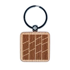 Abstract Geometric Background Engraved Wood Square Keychain Tag Charm