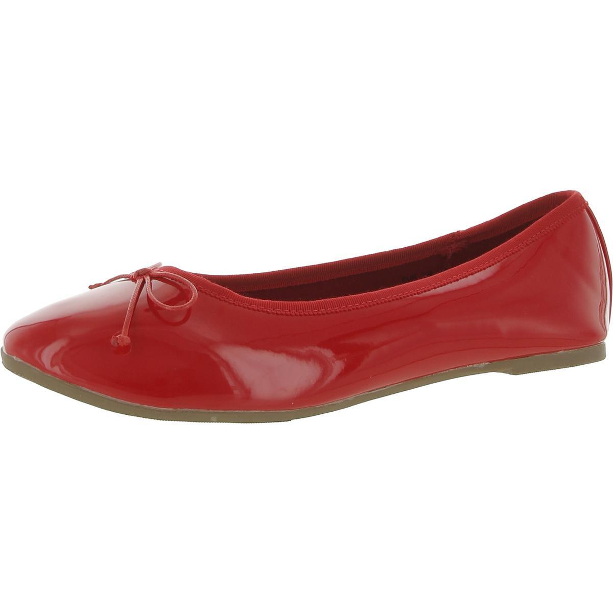 Женские красные балетки на плоской подошве с круглым носком Feversole, размер 39, средний (B,M), BHFO 6290