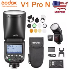 US Godox V1 Pro N V1Pro-N 2.4 TTL HSS Round Head Speedlite Flash AK-R1 For Nikon