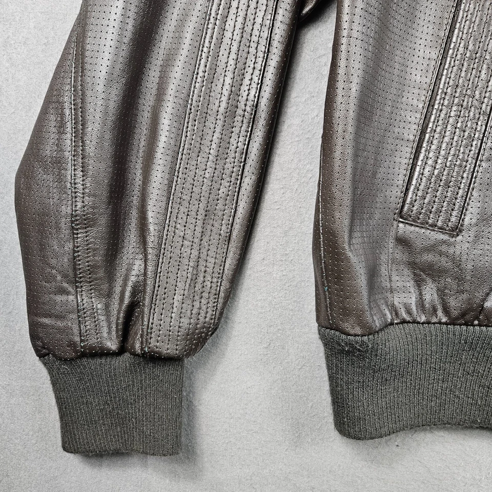 Chaqueta de cuero Live Mechanics para hombre 2XL marrón Rockabilly Biker Y2K Foto 3 de 4