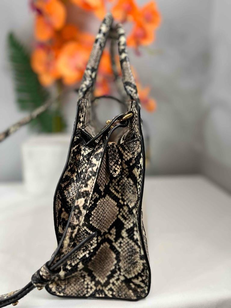 LAUREN RALPH LAUREN Kenton Snakeskin Pebble Embossed City Satchel