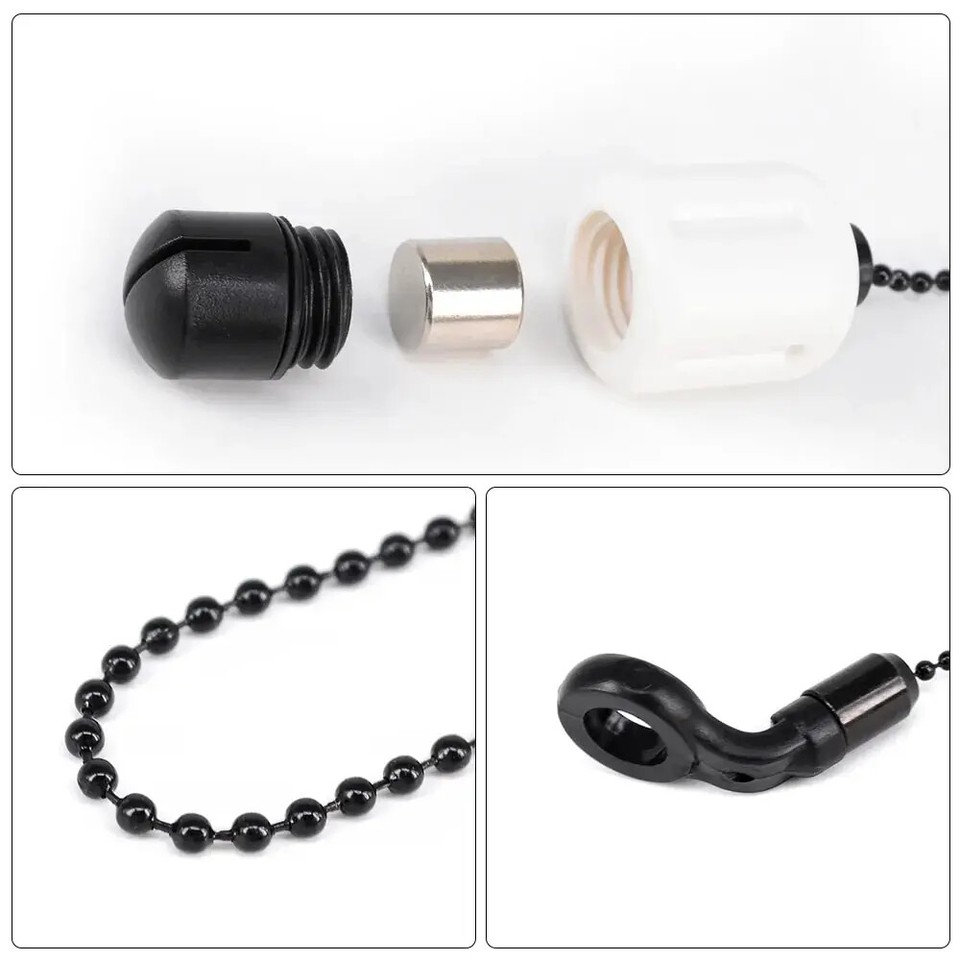 Hirisi Tackle Catena in ottone per pesca alla carpa Bobbins Swinger Drop Off indicatore catena in ottone per allarmi di pesca, indicatore di morso catena nera, clip regolabile (FBA-B2029-3