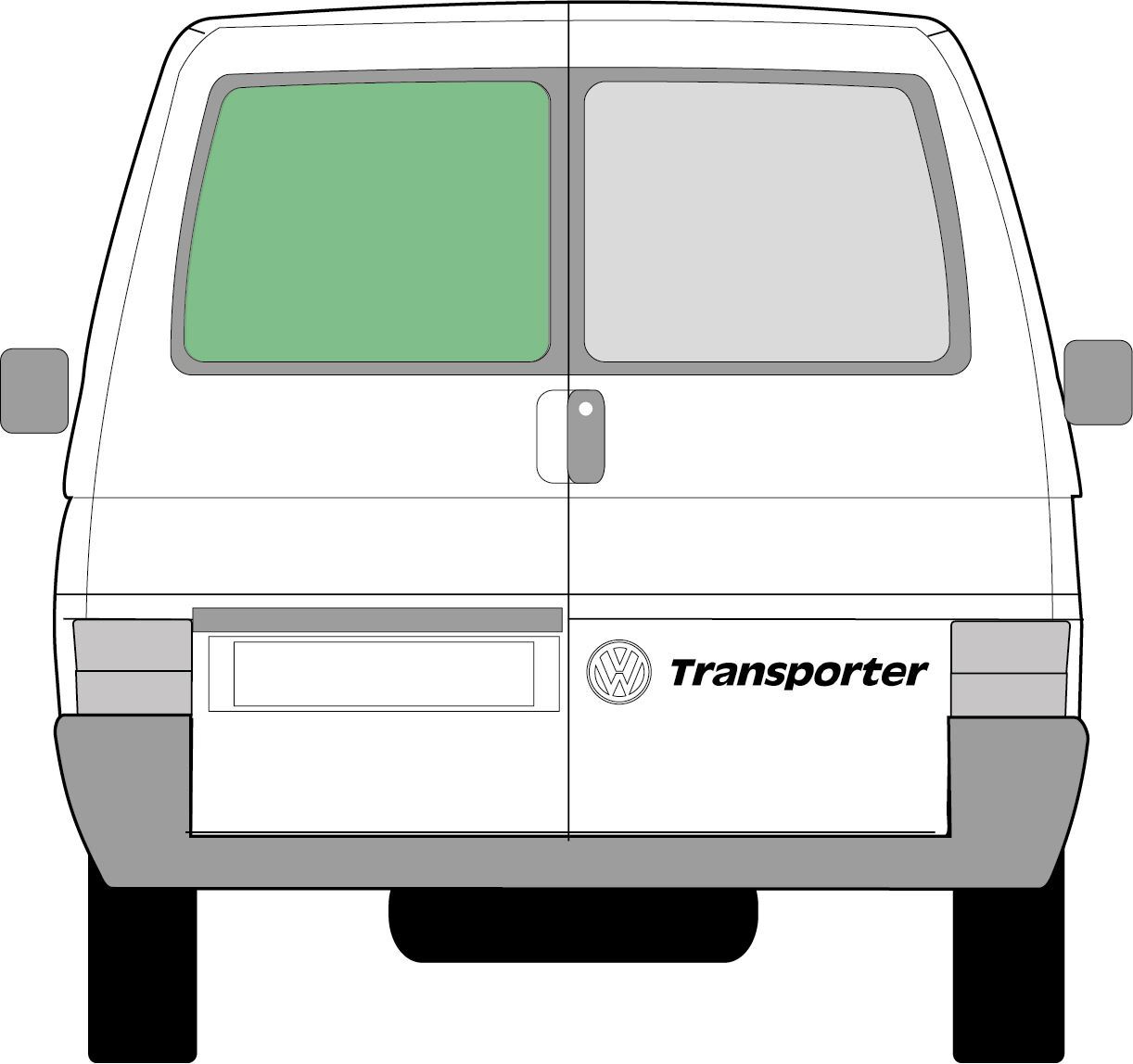 VW T4 Transporter JK Rear Barn Door Window Nearside/Left Privacy Dark Tint