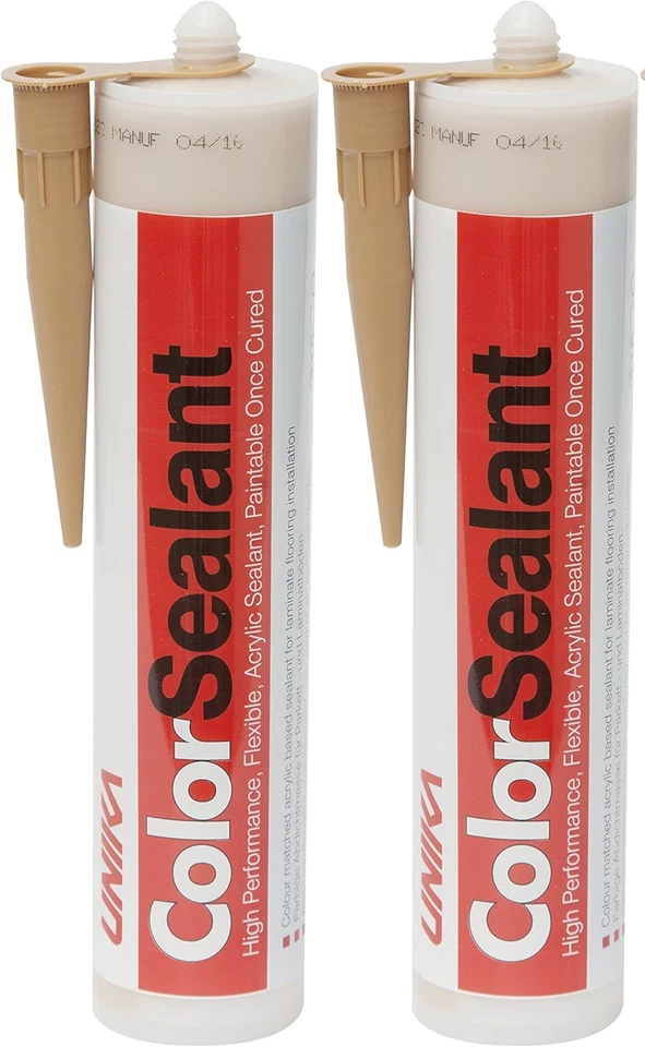 2x Unika ColorSealant Gap Flooring Skirting Timber Filler & Sealant - Medium Oak
